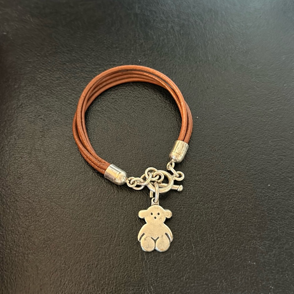 Vintage Tous Leather bracelet with Silver pendant